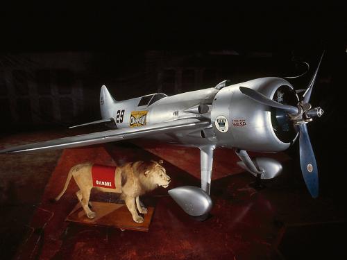 Turner RT-14 with Roscoe Turner's lion, Gilmore at the Udvar-Hazy Center