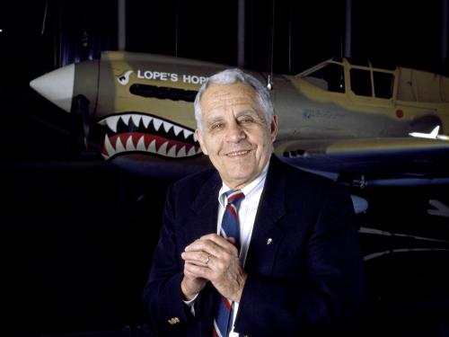 Donald Lopez with Curtiss P-40