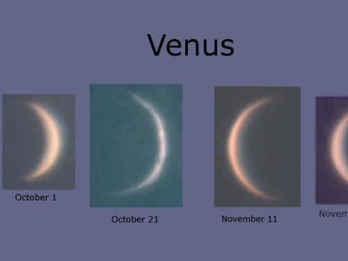 A collage of the phases of Venus visible from Earth.