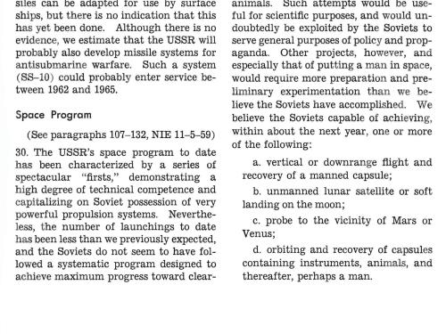 CIA Estimate - Soviet Space Program