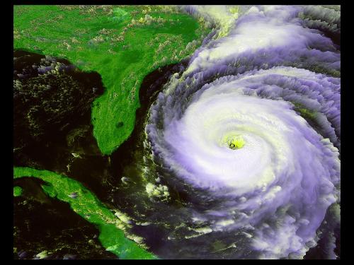 Satellite photo of a large Hurricane Fran prior to making landfall in the southeastern United States.