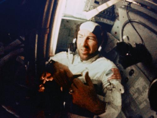 James Lovell in the command module for the Apollo 8.