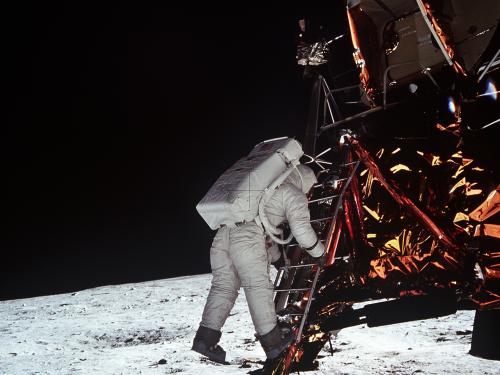 Apollo 11: Astronaut Edwin Aldrin Descends Steps of Lunar Module