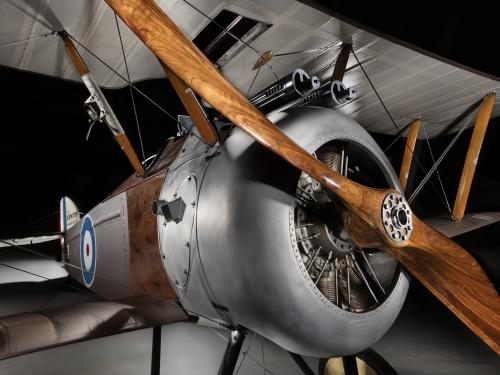 Front-side view of engine on Sopwith F.1 Camel aircraft