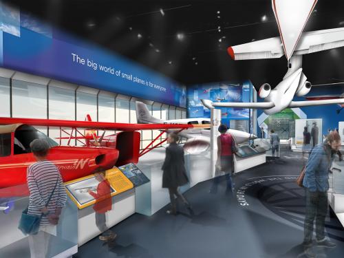 Artist rendering of an upcoming exhibit about general aviation.