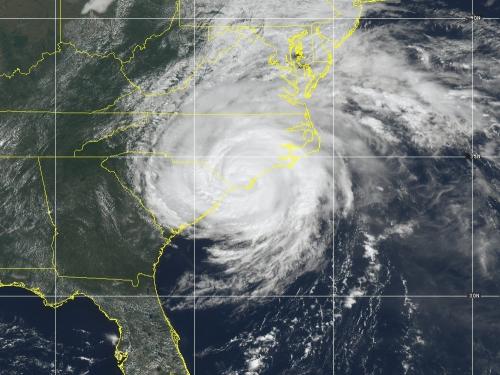 An image of Hurricane Florence taken from a GOES satellite on September 14, 2018. 