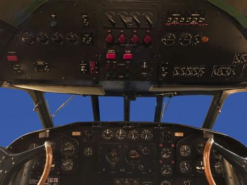 Panoramic photograph of Boeing 307 Stratoliner cockpit