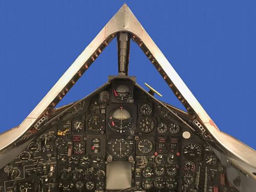 Panoramic photo of Lockheed SR-71 Blackbird cockpit