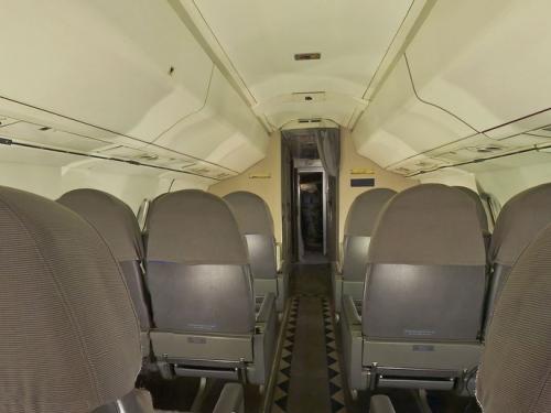 Panoramic photograph of a Concorde's passenger cabin