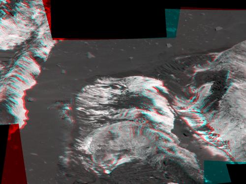 3D Anaglyph of Bright White and Yellow Soil on Mars