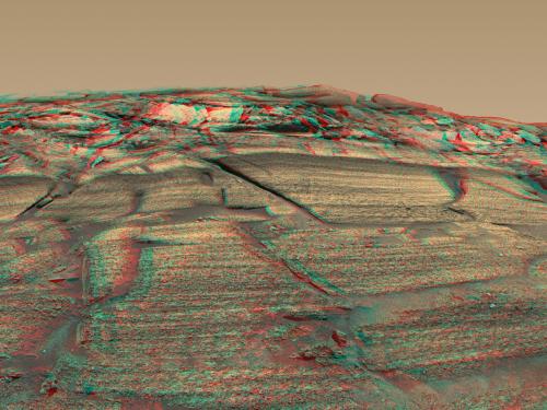 3D Anaglyph of Burns Cliff on Mars