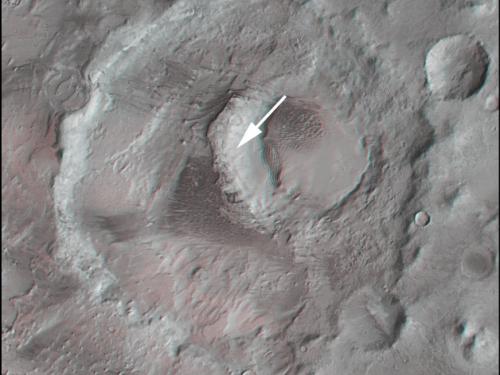 3D Anaglyph of Hooke Crater on Mars