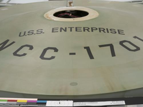 Original painted version of U.S.S. Enterprise call letters on the saucer of the U.S.S. Enterprise studio model.