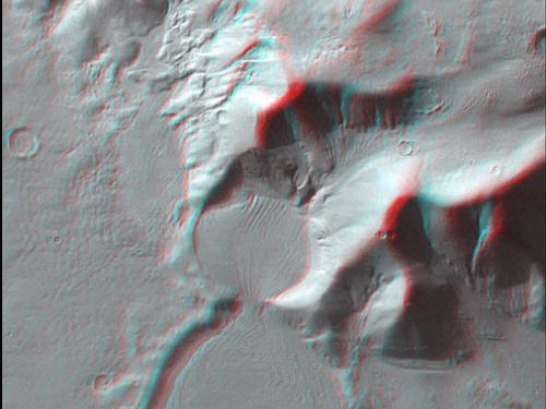 3D Anaglyph of Mars Flow Deposit