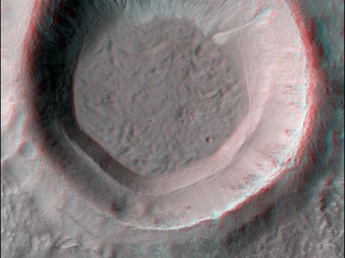 3-D Anaglyph of Gullies in Small Crater