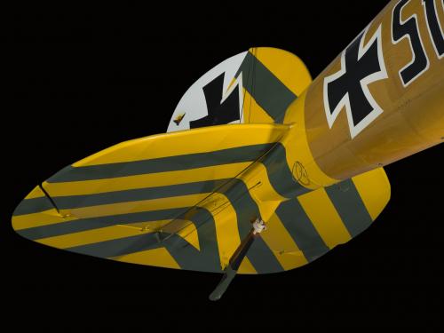 Paddle-shaped yellow and green striped Albatros D.Va Rudder