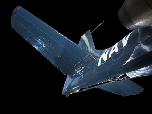 Tail of blue McDonnell FH-1 Phantom I aircraft