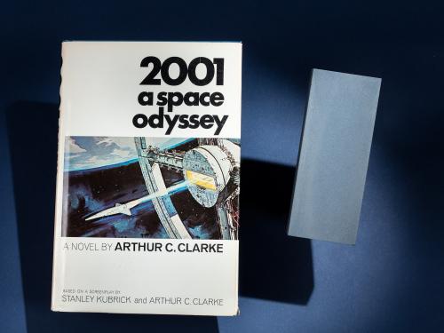 Signed Copy of 2001 A Space Odyssey and 'Monolith' Flown on Space Shuttle in 2001