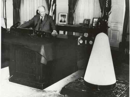 Dwight Eisenhower and Jupiter C Missile Nose Cone