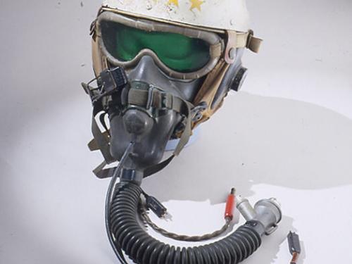 This helmet was made by Stefan A. Cavallo, a test pilot for the National Advisory Committee for Aeronautics (NACA)