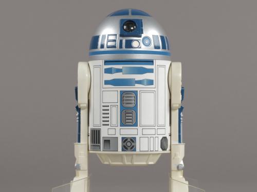 A photo of an R2-D2 action figure issued for The Empire Strikes Back.