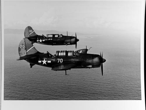 SB2C-1Cs from USS Yorktown circa 1944 (with antenna for the ASB radar)