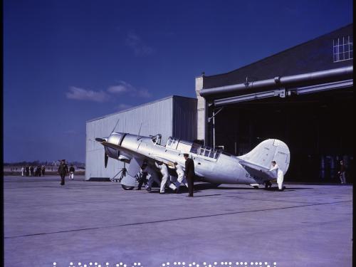 The XSB2C-1 Helldiver prototype with enlarged tail surfaces