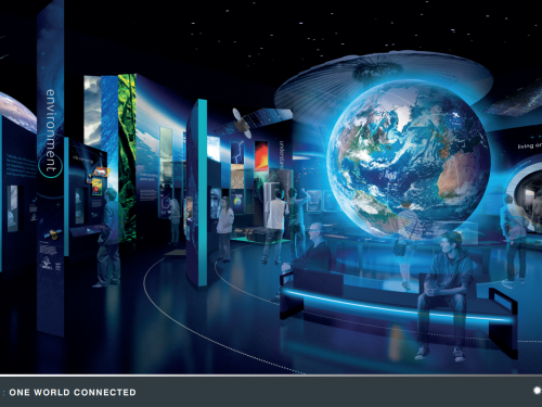 Artistic rendering of a future exhibition about the connections of the world in the modern age.