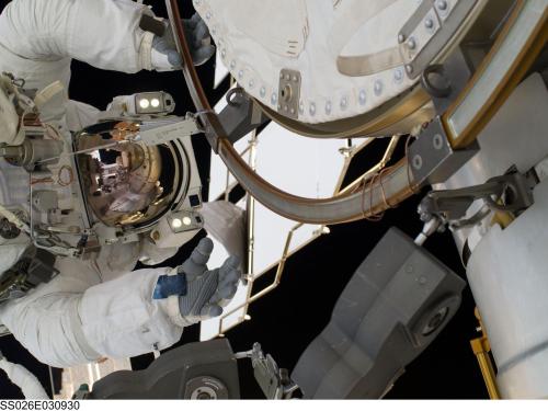 NASA astronaut Alvin Drew, STS-133 mission specialist, participates in an EVA. 