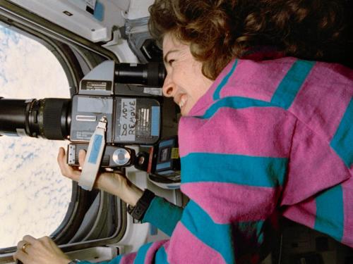 Astronaut Ellen Ochoa aboard the Space Shuttle Discovery