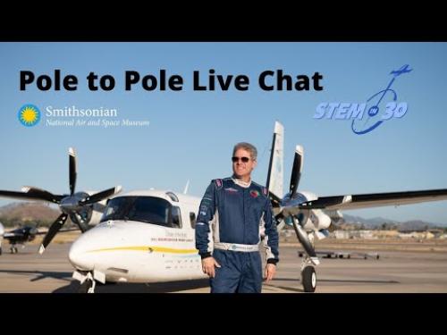 A live discussion with Robert DeLaurentis's South pole to North pole flight.