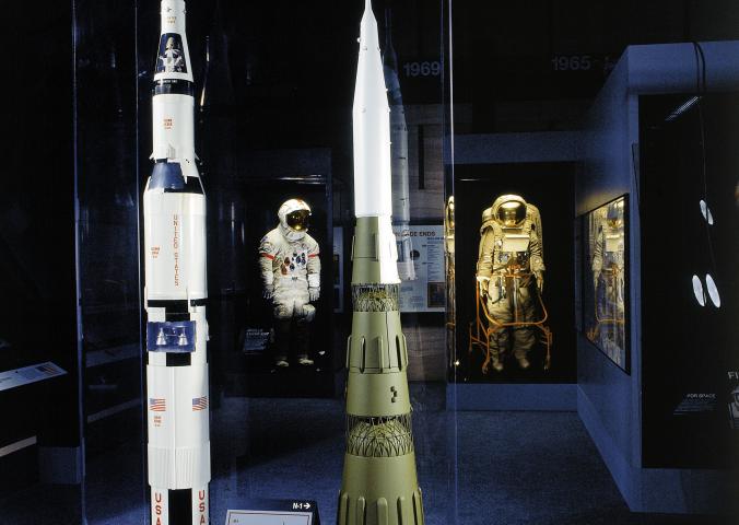 Saturn V and Soviet N-1 Rocket models in Space Race