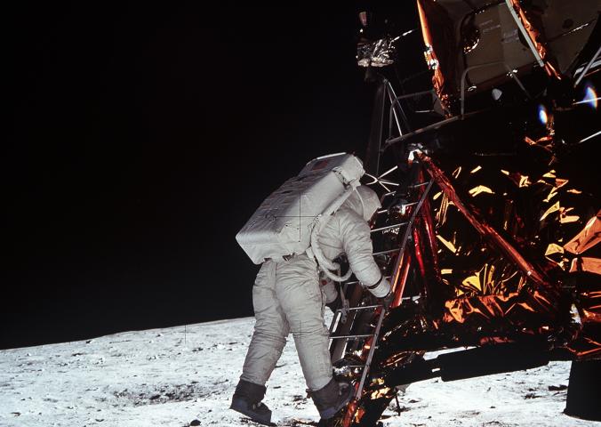 Apollo 11: Astronaut Edwin Aldrin Descends Steps of Lunar Module