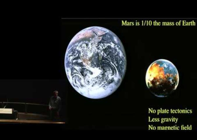 A lecture discussing the search for extraterrestrial life forms in our solar system.