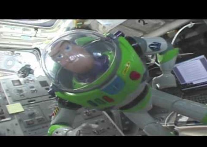 A video of a Stem in 30 host speaking about a Buzz Lightyear figure that travelled to the International Space Station.