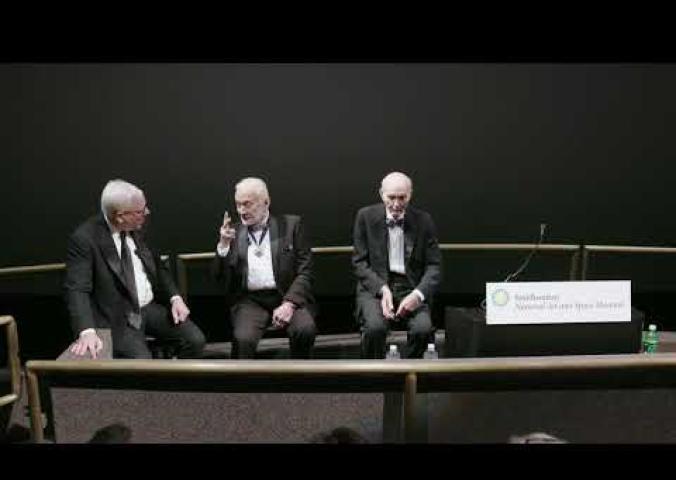 An interview with Apollo 11 astronauts Buzz Aldrin and Michael Collins during the fiftieth anniversary of Apollo 11 celebration at the Museum.