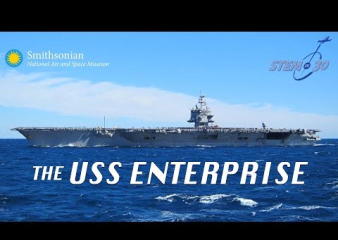 A video featuring images of the model of the USS Enterprise.