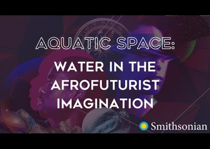 A panel of people discusses water and the role it plays in Afrofuturism.