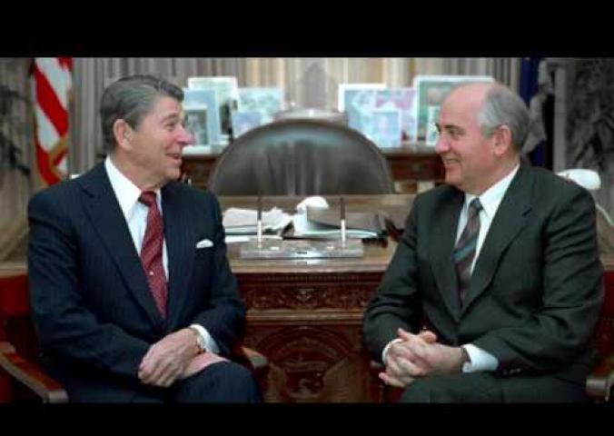 Historic video about relationship between Ronald Reagan and Mikhail Gorbachev followed by interview with curator. 