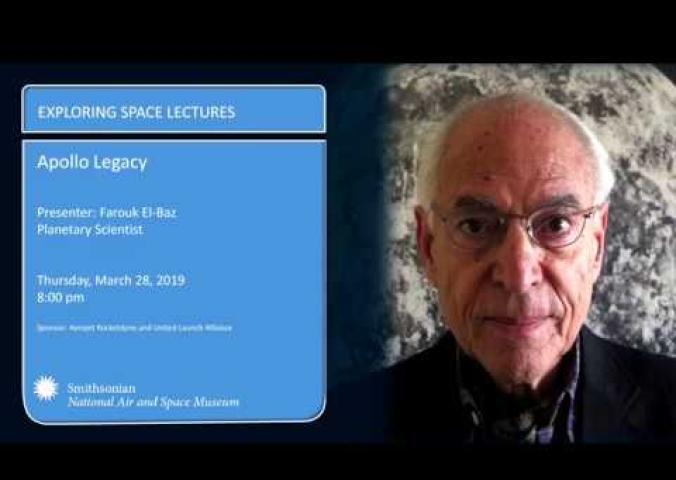A lecture with Farouk El-Baz, the principal investigator for earth observations and photography for the Apollo-Soyuz Test Project, about his experiences with the Apollo program.