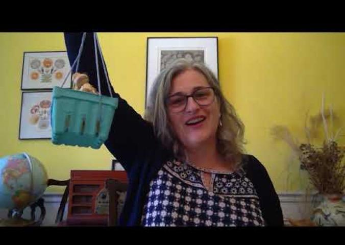 A craft activity video with instructions on how to make a balloon basket craft.