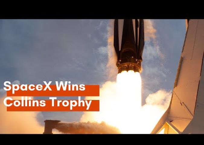 Video about SpaceX Crew Dragon Team receiving the 2021 Michael Collins Trophy