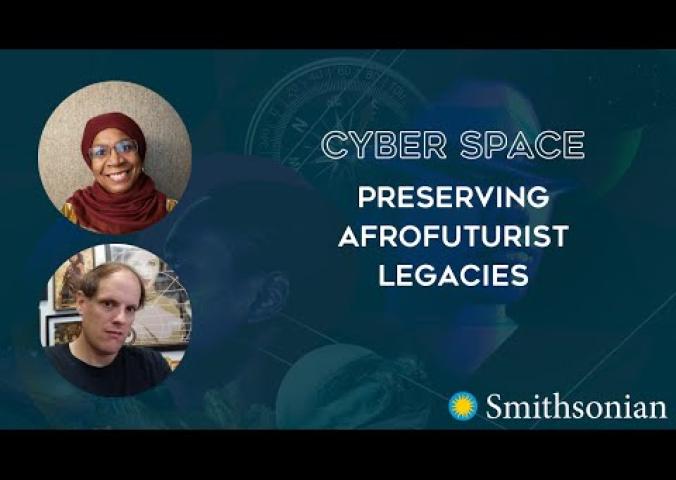 A slidedeck about Afrofuturist legacies with a video of the presenter in the upper right hand corner. 