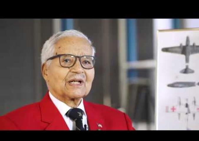 A video of a Tuskegee Airman speaking about his role in World War II.