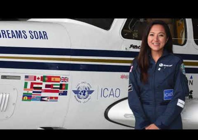 A video with a Afghan-American refugee who became the youngest woman to fly across the world alone.