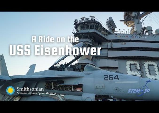 A video touring an aircraft carrier. 