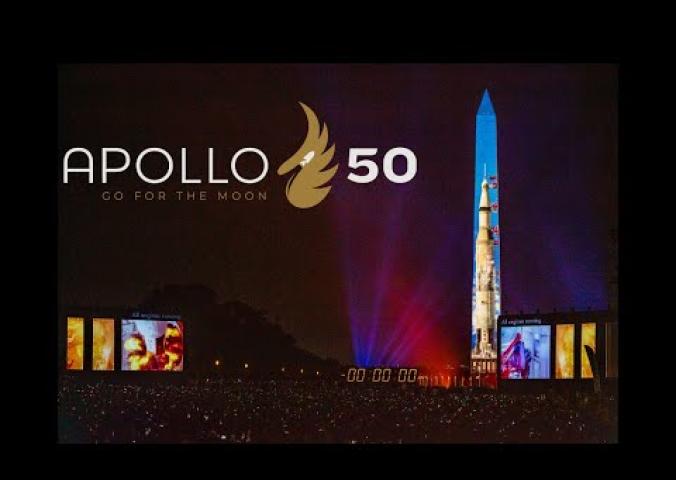 A projection show about the Apollo 11 mission on the Washington Monument in Washington, D.C.