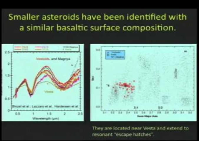 A lecture discussing the Dawn spacecraft and how it will study Vesta, the large asteroid that may have experienced volcanic activity and a huge impact event in its lifetime.