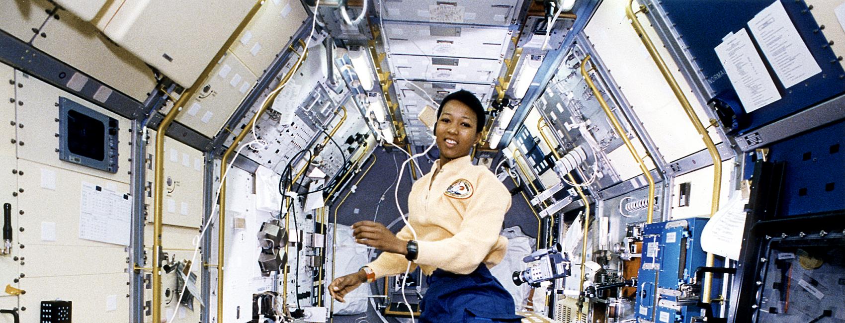 Dr. Mae Jemison aboard the space shuttle Endeavour