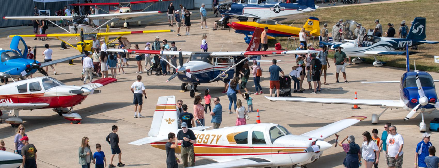 Visitors get a personal look at aircarft on the tarmac outside of the Steven F. Udvar-Hazy Center.